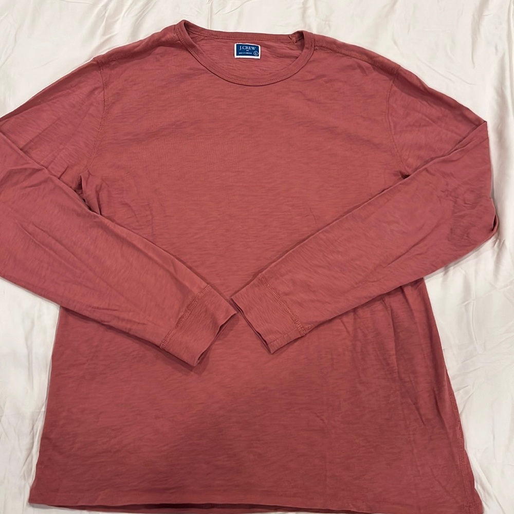 J. Crew Long Sleeve T-Shirt. Size L. Red/Dusty Rose. Like New